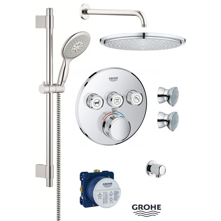 GROHE Thermostatic Complete Shower System with Roughin Valve Wayfair.ca